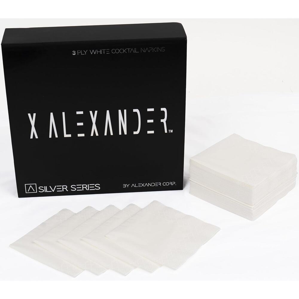 200ct 3-Ply White Cocktail Beverage Napkins Premium Thick Party Bar Napkins